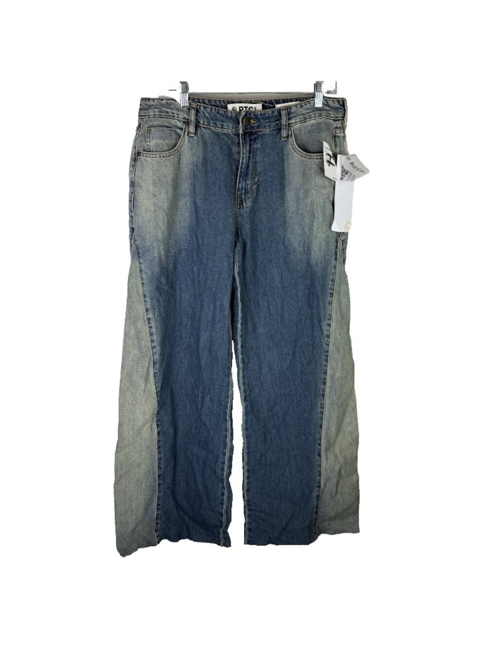 PTCL Wide Leg Jeans 31 Colorblock Panel Denim High Rise Baggy Skater Trend